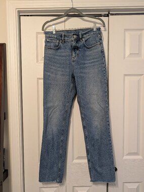 J.Crew Straight Leg Jeans Frayed Hem Light Wash Size 26